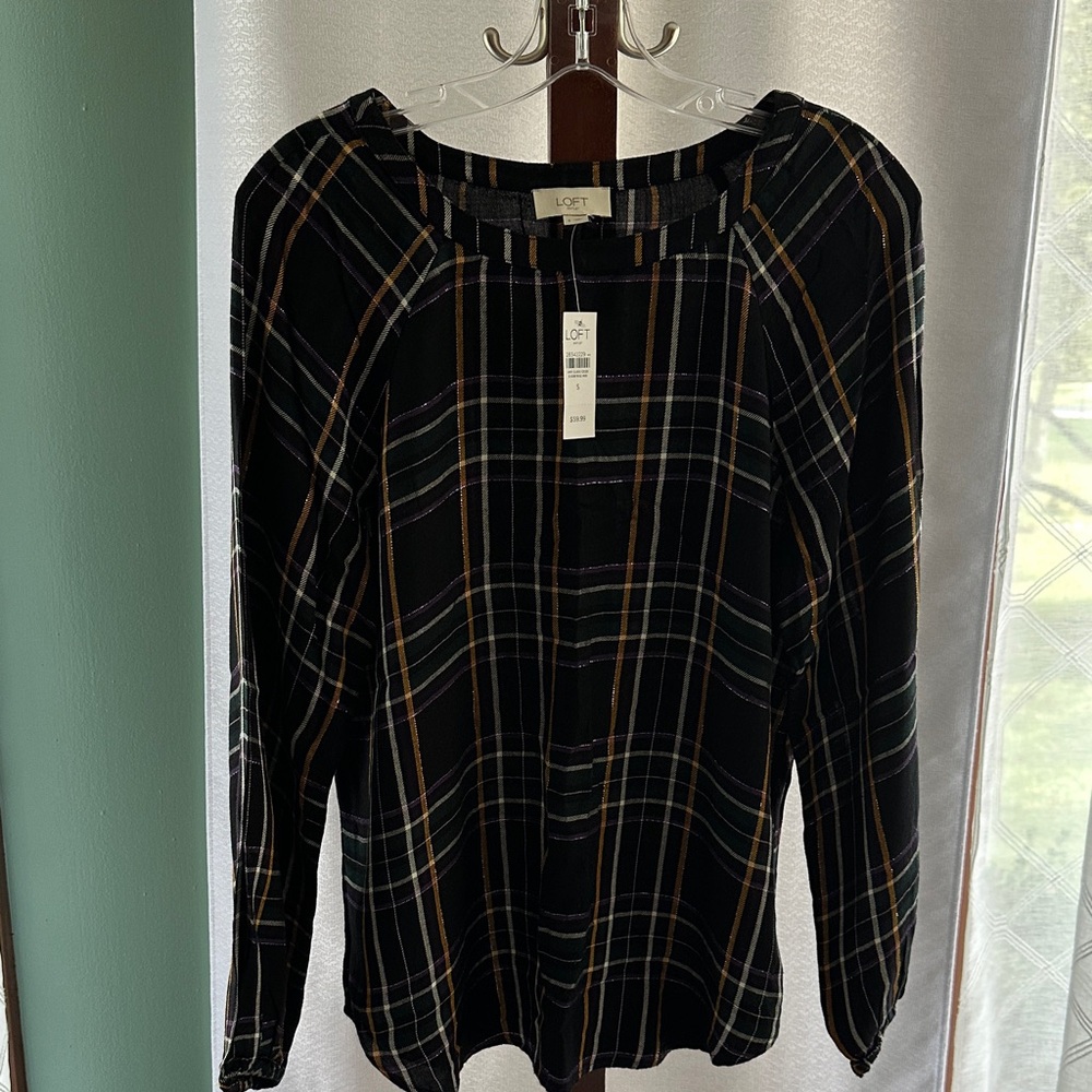 LOFT Women's Multicolor Plaid Blouse